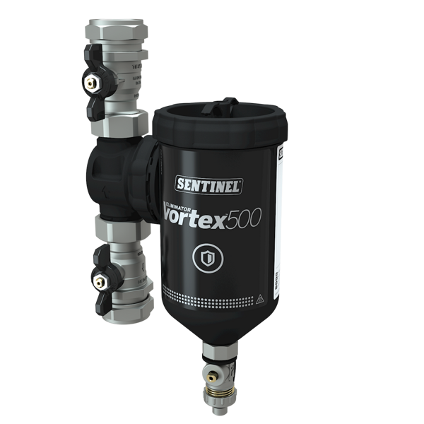 Magnētiskais filtrs SENTINEL Eliminator VORTEX 500, 500ml, 1", ar ventīļiem